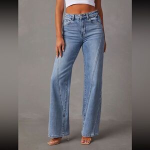 NWT Commense Vintage Denim Straight Wide Leg Pants Jeans Size 2